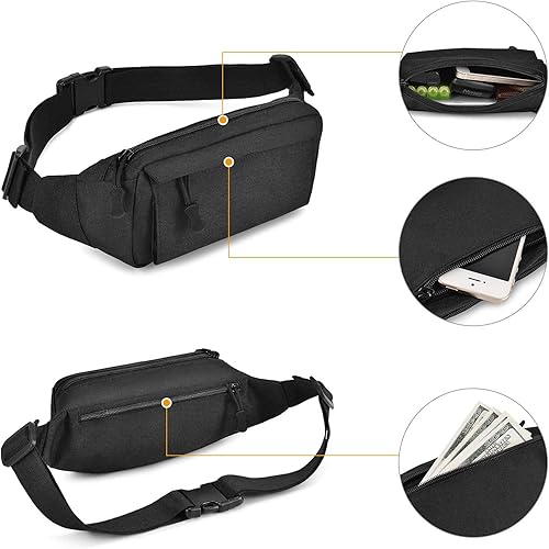 Miniatura 5 de Huntvp Riñonera táctica pequeña militar WR de nailon para uso diario, correr, viajes, senderismo, escalada (negro)