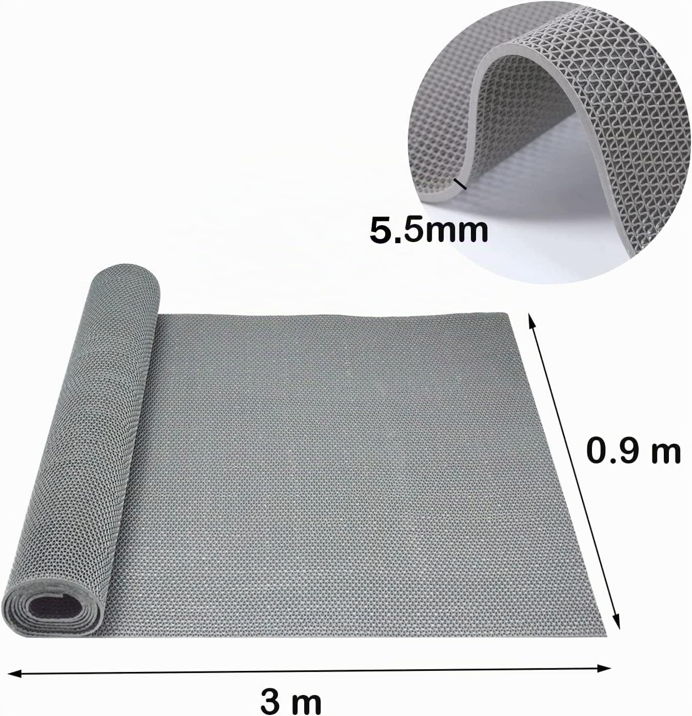 MYOYAY Tapis de sol creux très résistant pour l'extérieur - 0,9 x 3 m - Tapis creux antidérapant en caoutchouc PVC - Pour intérieur restaurant, cuisine, bar, salle de bain - Épaisseur : 5,5 mm