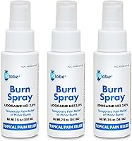 Vista 1 de Globe (3 Pack) Burn Spray, Lidocaine 2%. Topical Anesthetic Pain Relief and Numbing 2 oz Spray Bottle