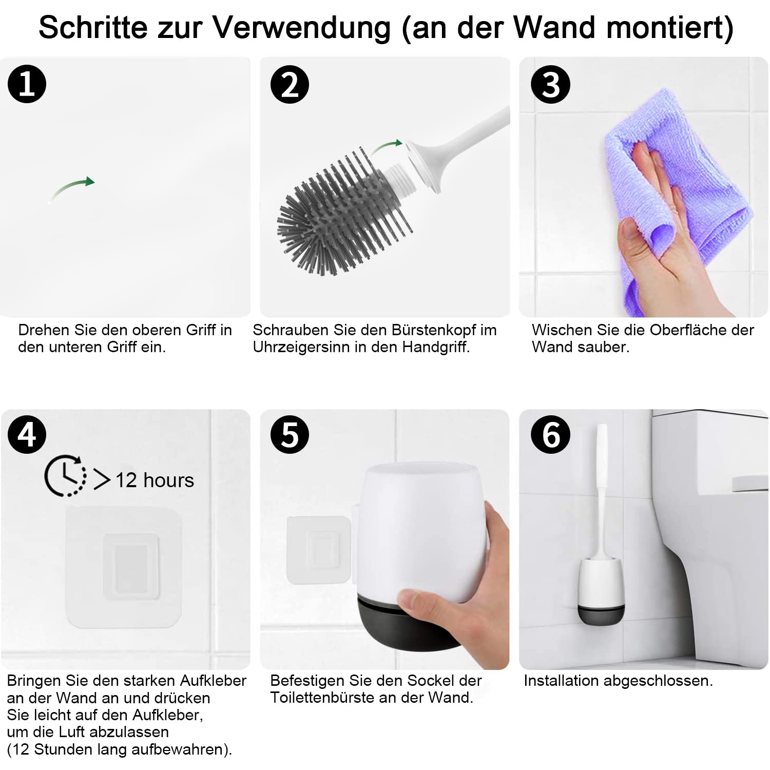 MINI scopino per WC in silicone a prova di perde d'acqua con base Wc Spazzola flessibile con setole morbide Supporto per asciugatura rapida Bagno.  15