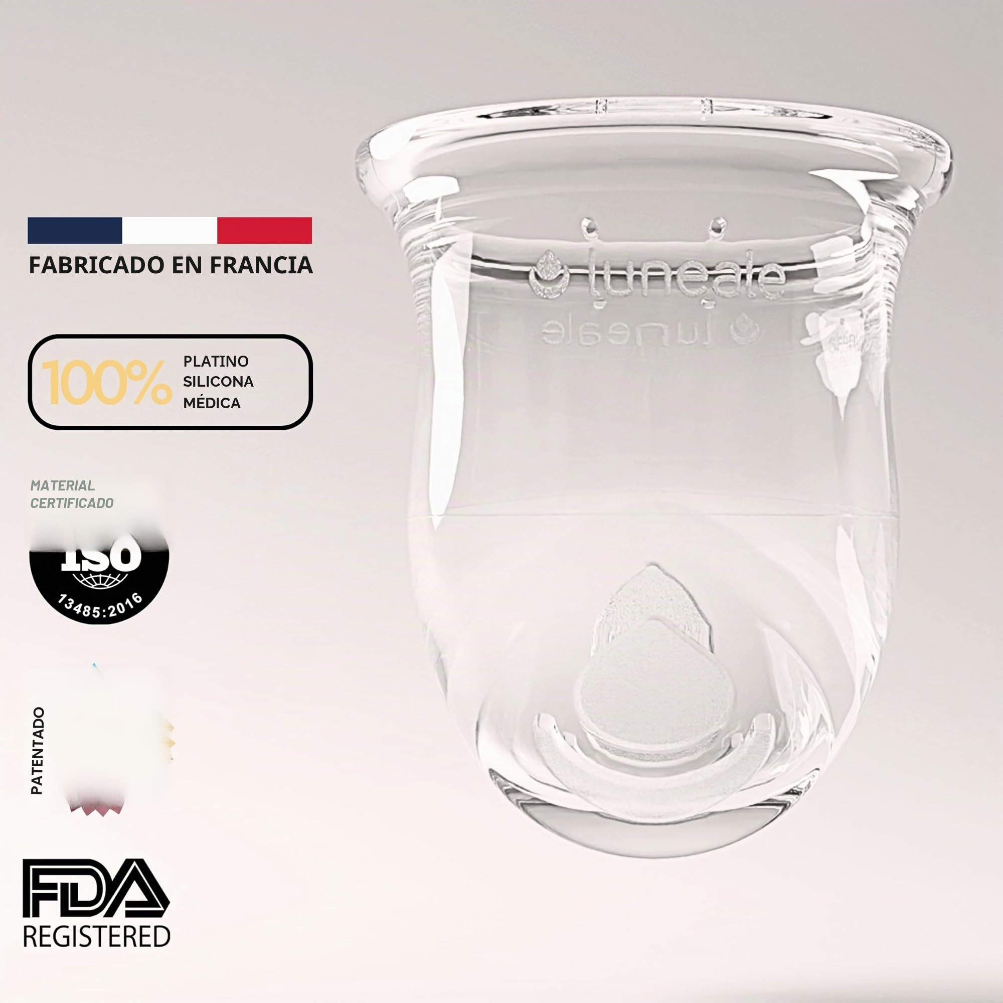 La Cup Luneale - copa menstrual - diseño ergonómico exclusivo creado con matronas - fabricación francesa - 100% silicona médica de platino (L - Flujo abundante/muy abondante)