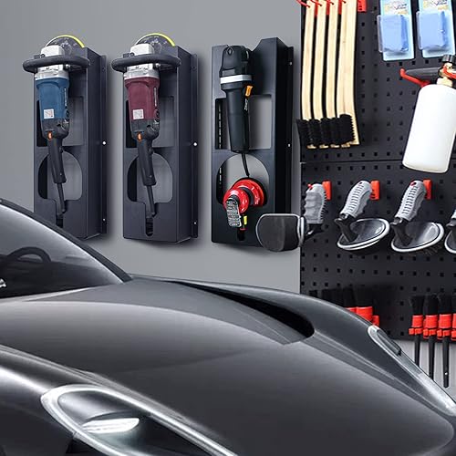 Miniatura 7 de Soporte de pared para pulidor, 2 piezas de doble estación para pulidoras de máquinas de pulir, tienda de coches