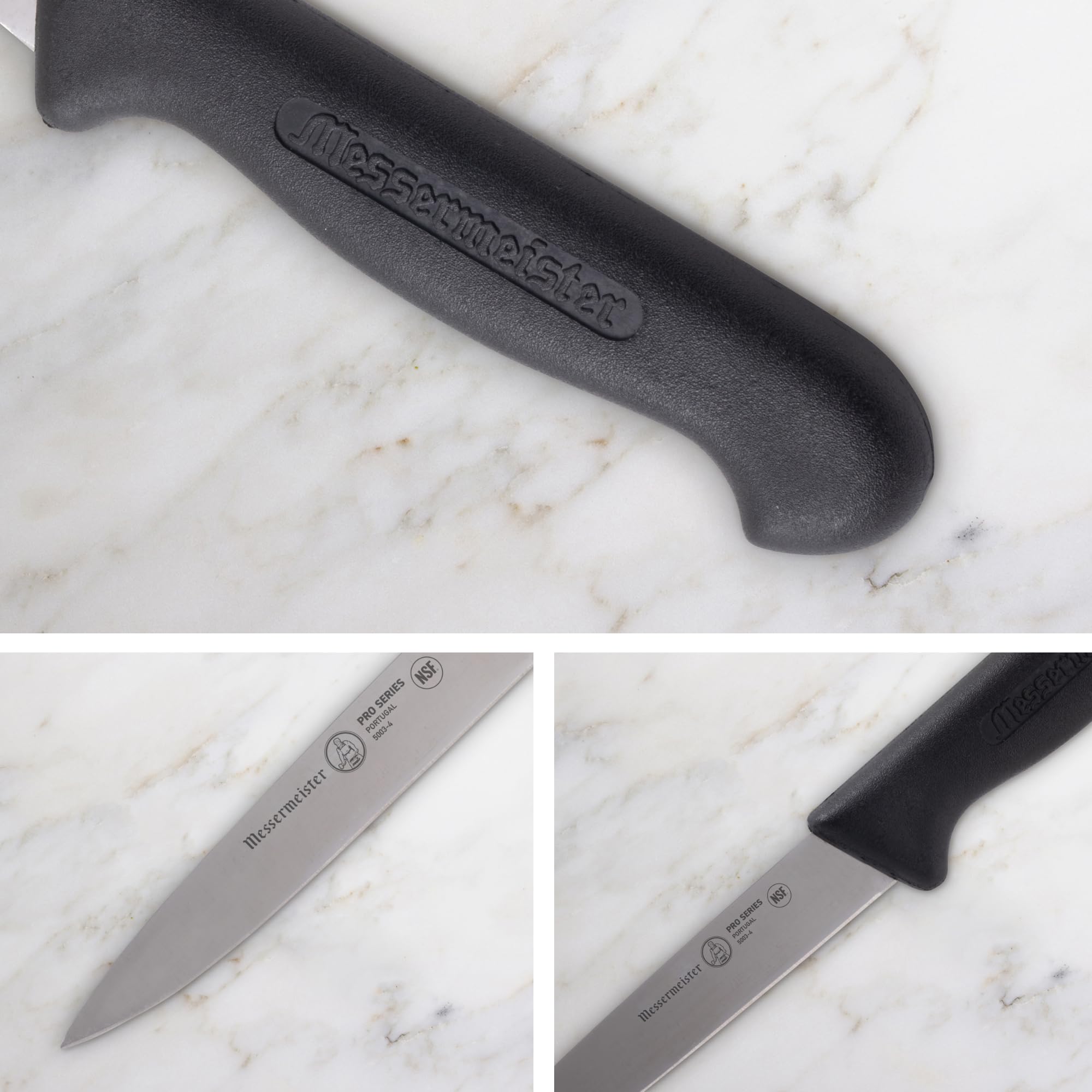 Messermeister Pro Series 10,2 cm Spear Point Schälmesser – Deutscher X50 Edelstahl & NSF-zugelassener Polyfaser-Griff – 15-Grad-Kante – rostfrei und pflegeleicht – hergestellt in Portugal