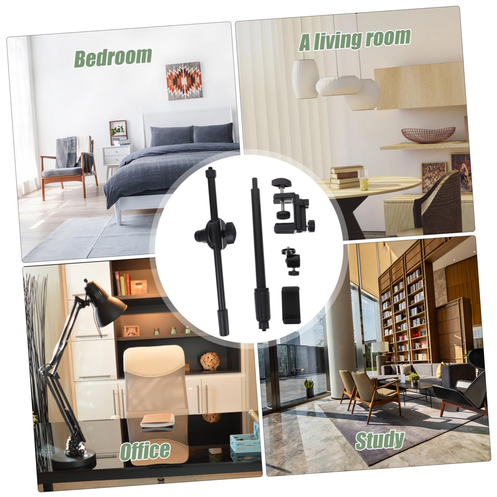Artibetter Supporto Telefono Regolabile da Tavolo Braccio Articolato 360°, Base in Abs e Metallo, Porta Cellulare Nero per Scrivania e Utilizzo Hands-free