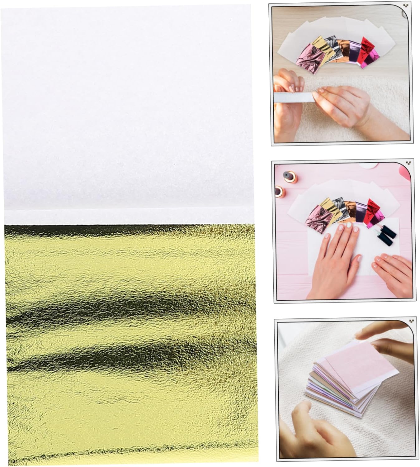 Beatifufu 120pcs Gold Foil Sheets Metallic Leaf Paper for Arts Crafts Nail Decoration and Projects Colors Each Easy to Apply and Trim for Beginners