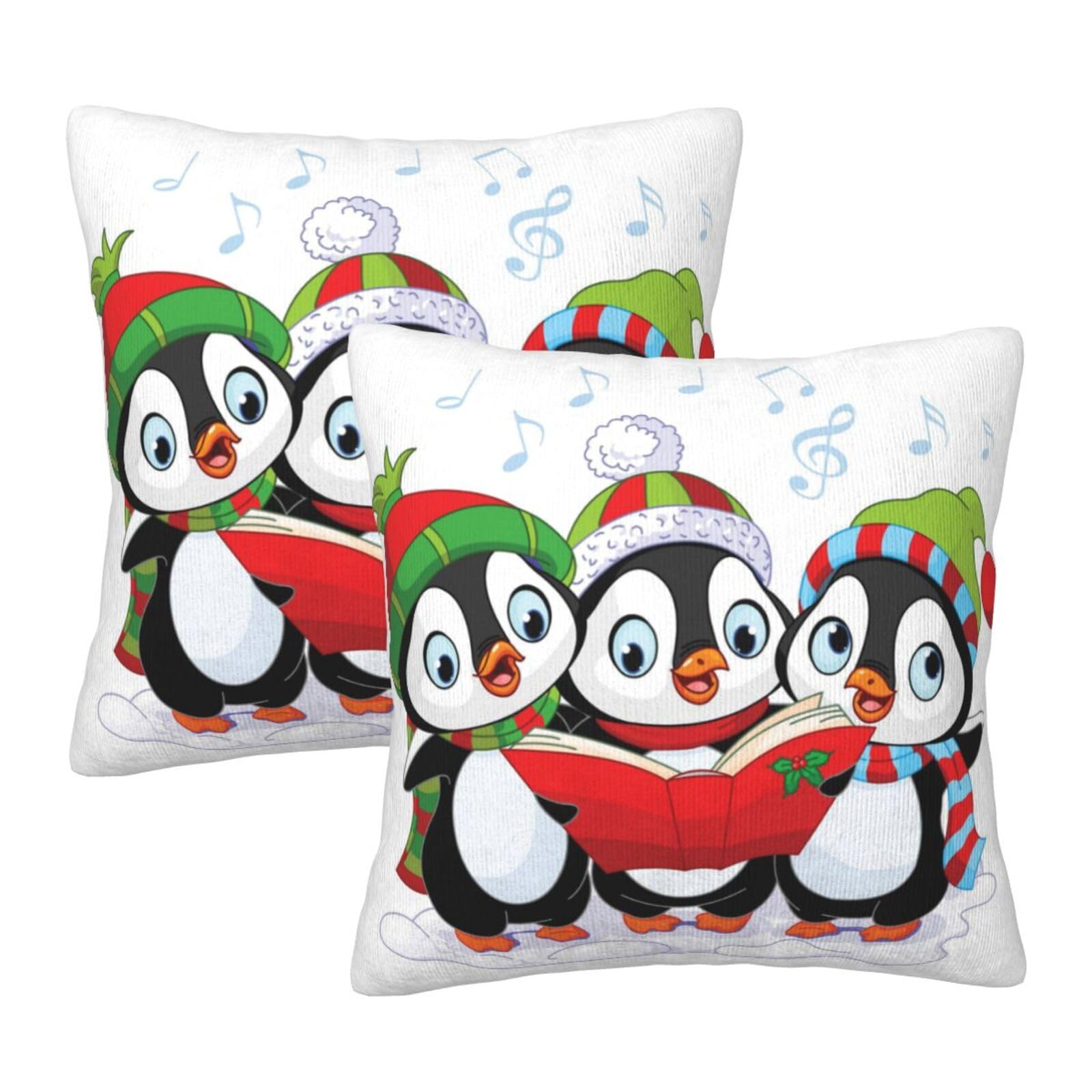 Set di 2 federe decorative con stampa di pinguino natalizio