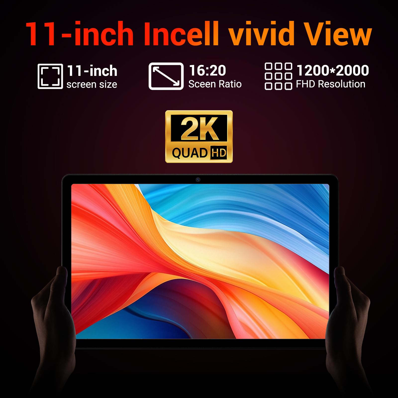 Tablet 11 Zoll, Android 16, 2K FHD, 36GB RAM+256GB ROM/1TB TF, 4G LTE Dual SIM+5G WLAN, 2GHz Octa-Core Android 16 Tablet mit 9580mAh, 13MP, GPS, GMS, Tablets mit Tastatur/Stift/Maus/Hülle