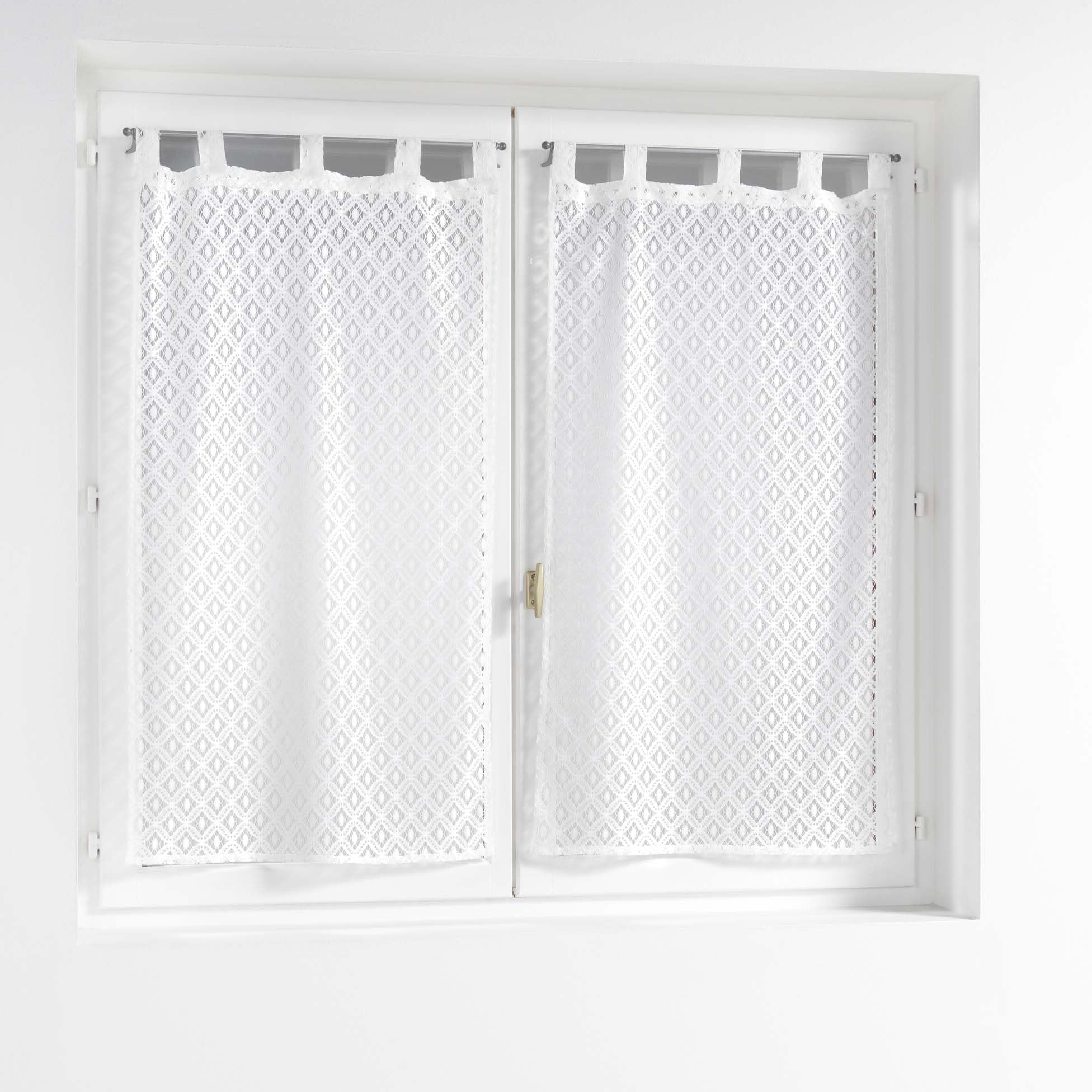 Douceur d'Intérieur, Pair Straight Loops (2 x 60 x 160 cm) Odilia, Mesh, White, W 23.6" x L 63" (1 Panels)