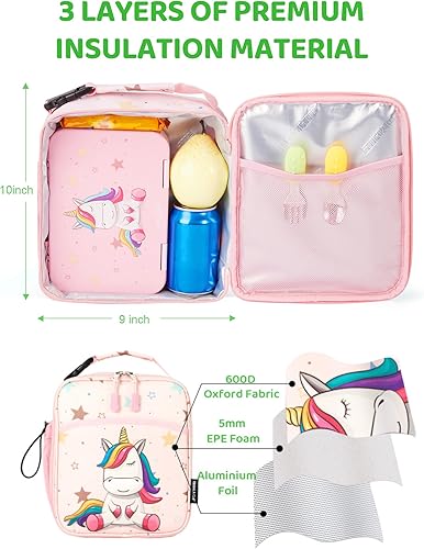 Miniatura 3 de JOYHILL Lonchera para niños, bolsa de almuerzo aislada para adolescentes y niñas, loncheras para niños con soporte para botella de agua para la