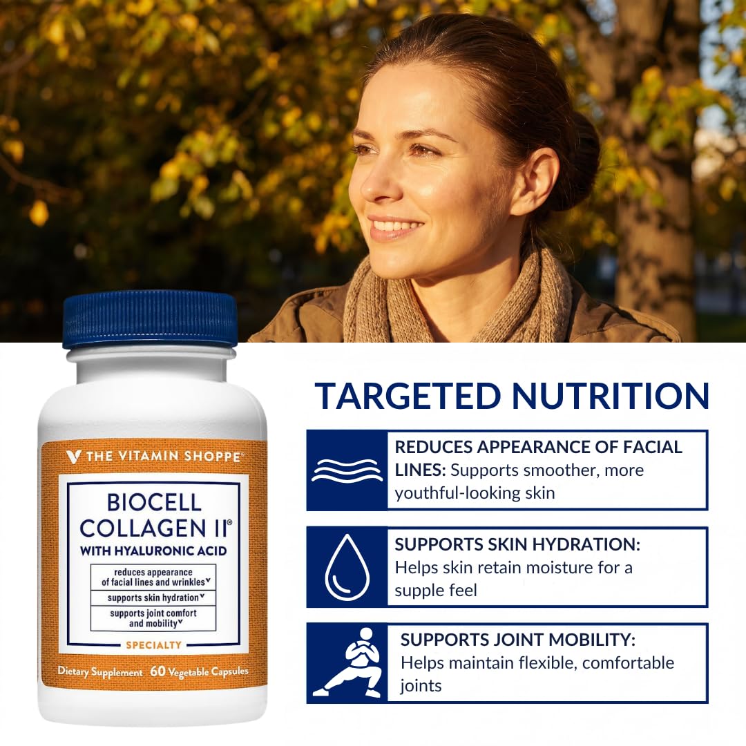 The Vitamin Shoppe Collagen Type II 1000MG - Joint Health, Cartilage Support & Flexibility, with Hyaluronic Acid (60 Vegetable Capsules) — Amazon image 6