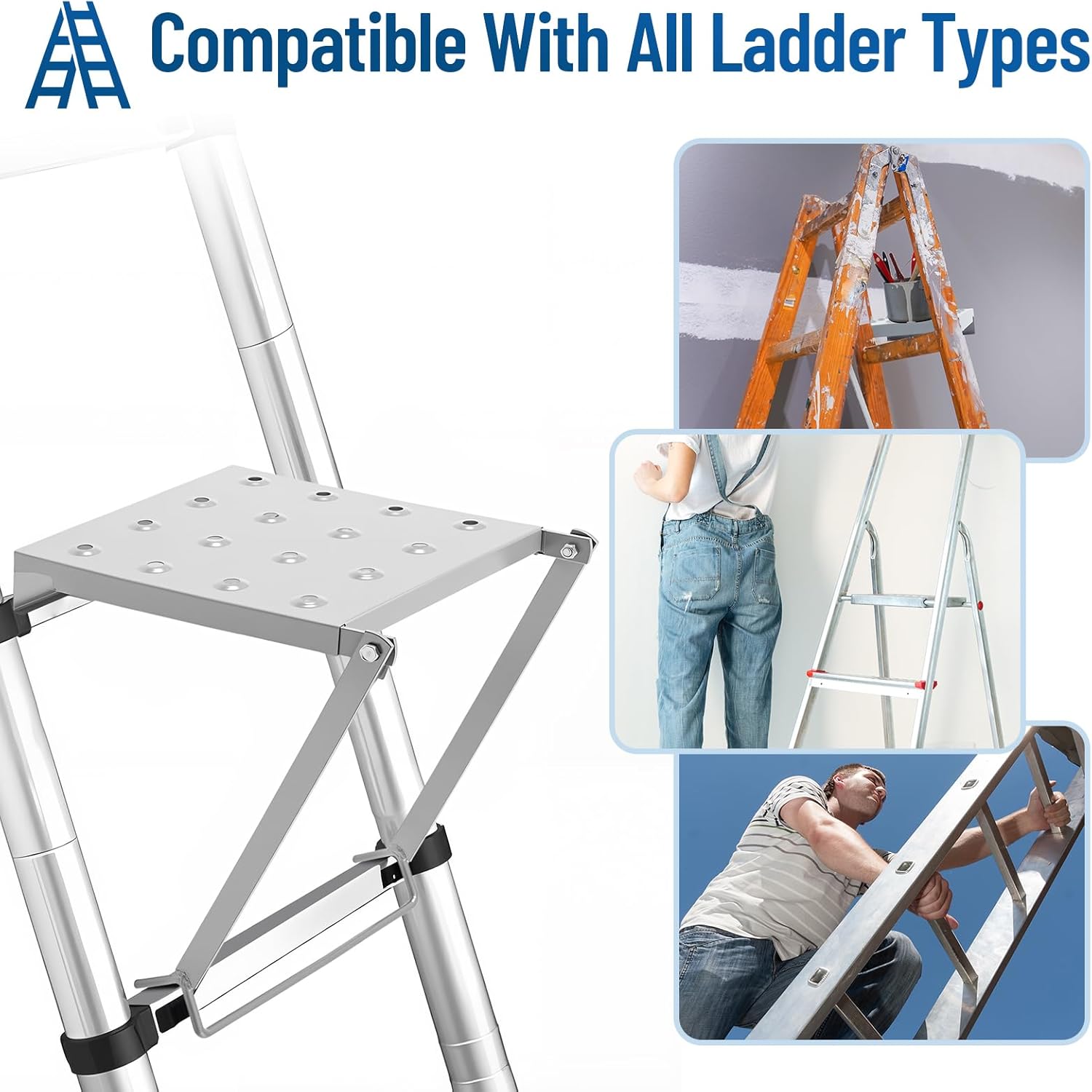 LEIFIDE 2 Pcs Ladder Work Platform – 400 Lbs Heavy Duty Non-Slip Platform Tray, Stable Standing Surface for Painters, DIY & Home Projects – Quick Install, Space Saving, Fit for Most Ladder