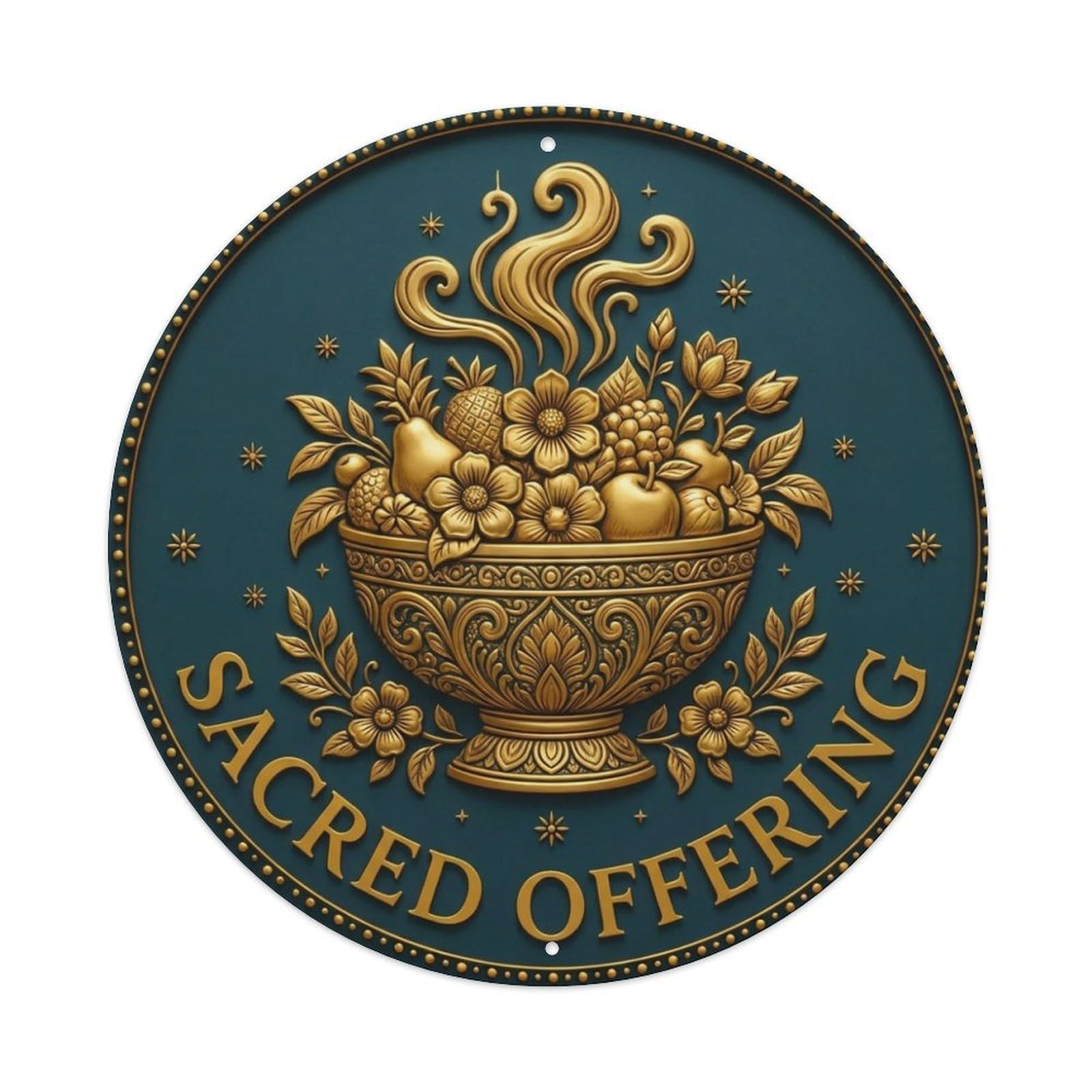 Vintage Sacred Offering Flower Zen Yoga Metal Tin Sign