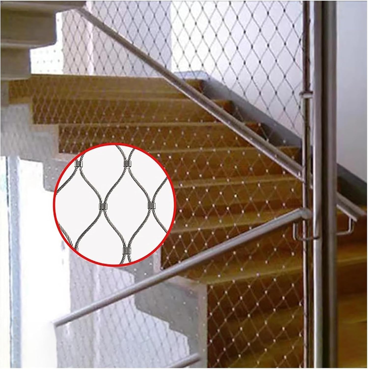 JvFbjLF Stainless Steel Rope Mesh Durable Fence Mesh Snap Connections Flexible Woven Fence Mesh Holes For Farm Garden(15cm Mesh)
