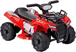Bang Toys - Quadriciclo Elétrico Infantil Astro 6V - com Luzes de LED, Sons, Entrada USB/MP3, Acelerador no Pedal - Suporta até 30kg - Cor Vermelho