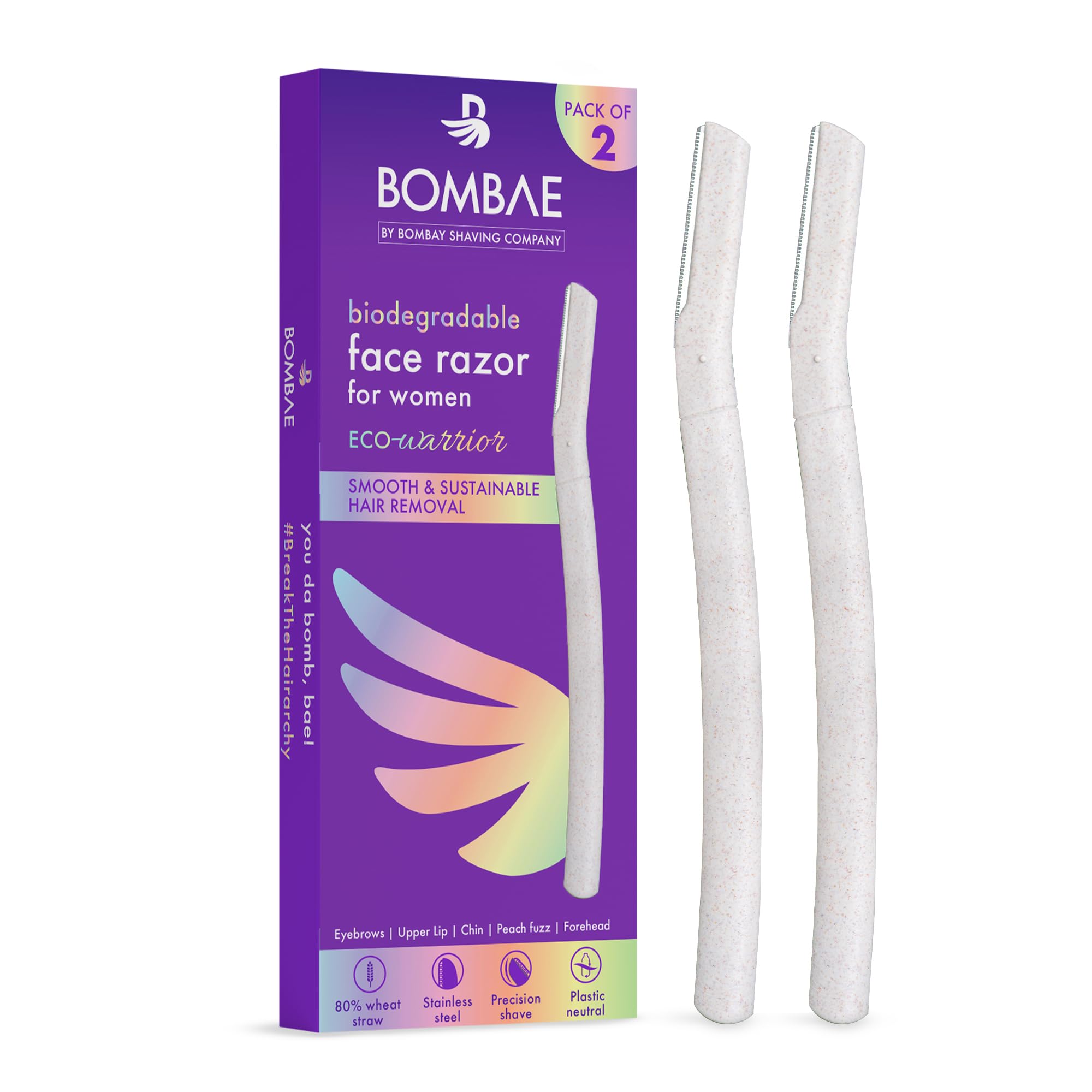 Bombae Glam-up Reusable Beauty Face Razor for Women Facial Hair | For Eyebrows, Upper Lip, Chin, Peach Fuzz, Forehead, Unibrow, Sideburns | Perfect for makeup base (Small)