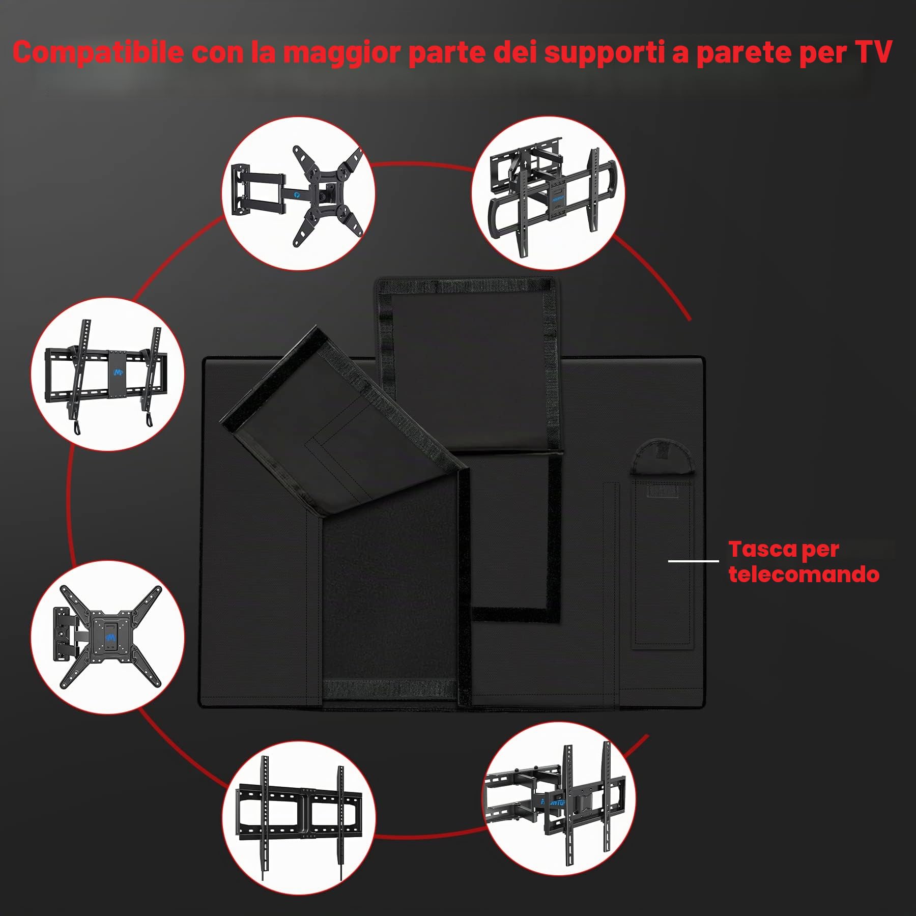 Zettum Cover TV 28-32 pollici Proteggi Schermo Rivestimento Esterno PU Oxford 600D Impermeabile Nero