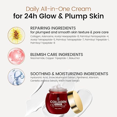 Miniatura 3 de AOAO Crema facial de colágeno para mujeres, antienvejecimiento, crema antiarrugas para mujeres para hidratación profunda, reparación de la piel,