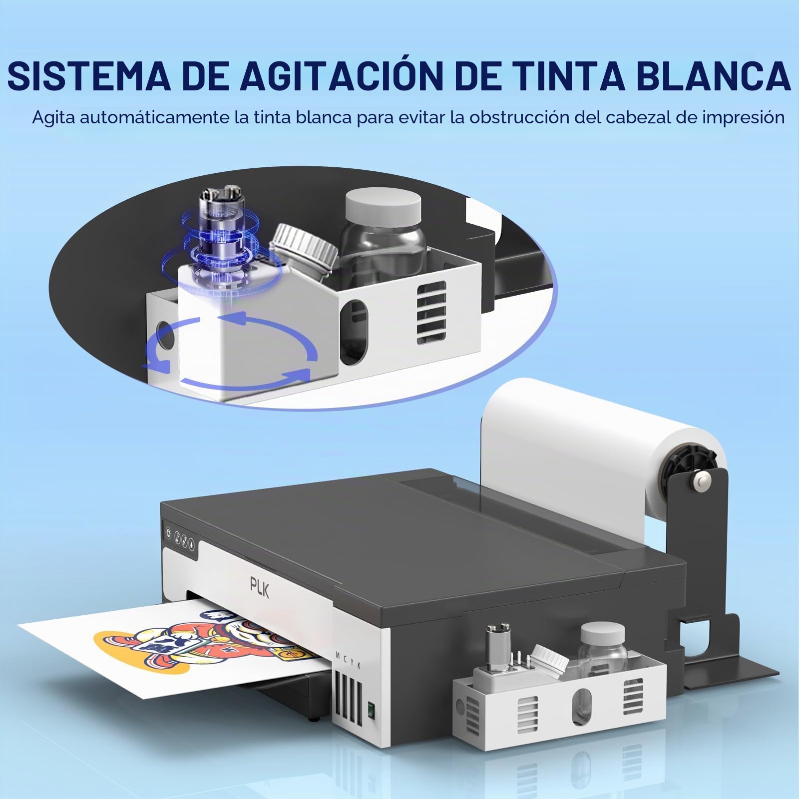 PLK Impresora DTF A3 con secadora de polvo, alimentador de rollo, doble velocidad, actualizada L18058, impresora XP600 con sistema de agitación de tinta blanca, impresión DTF de ropa