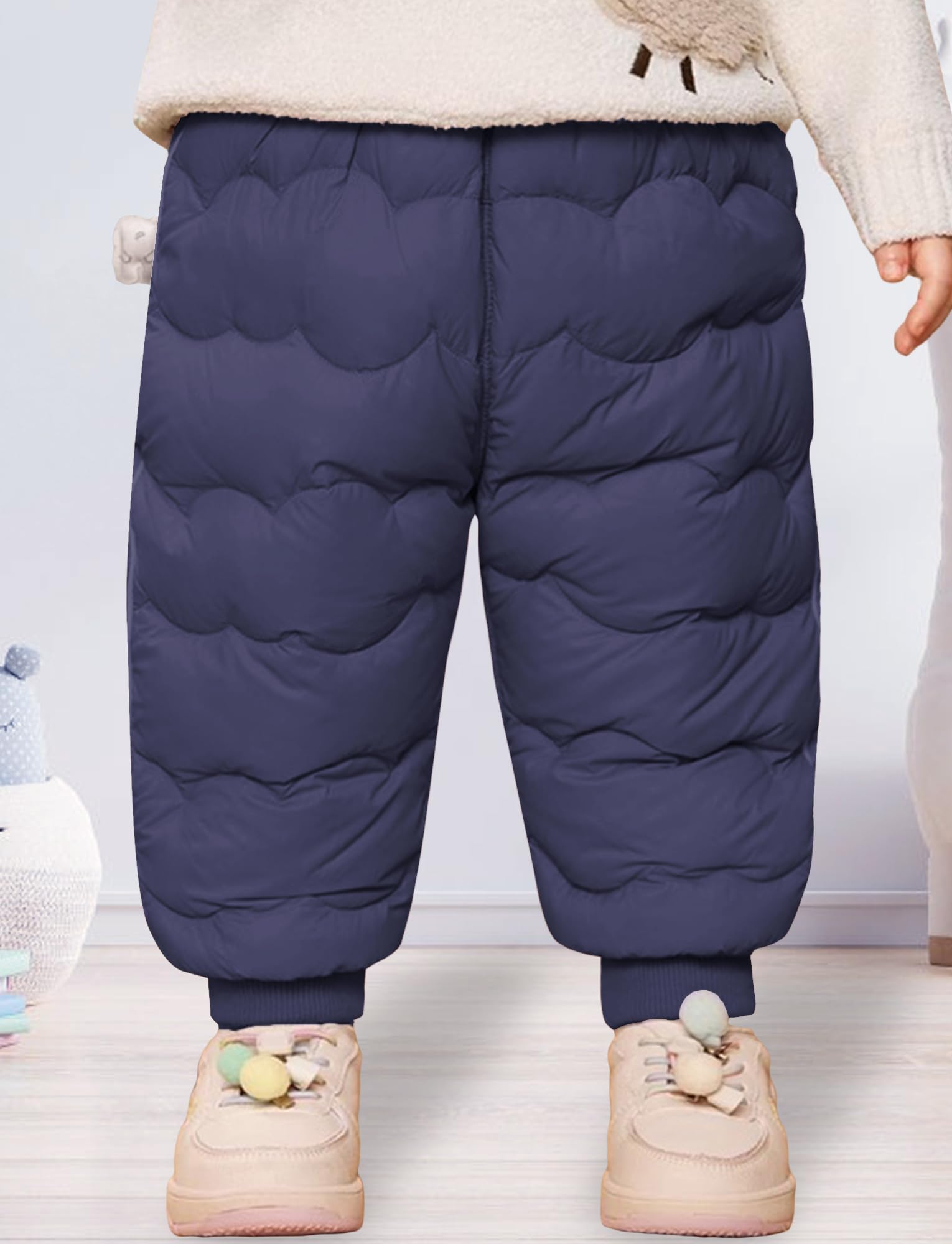 Happy Cherry Pantalones de plumón para niños, ligeros, de invierno, gruesos, cálidos, para la nieve, para niñas y niños, pantalones de esquí a prueba de viento, pantalones para exteriores, de invierno