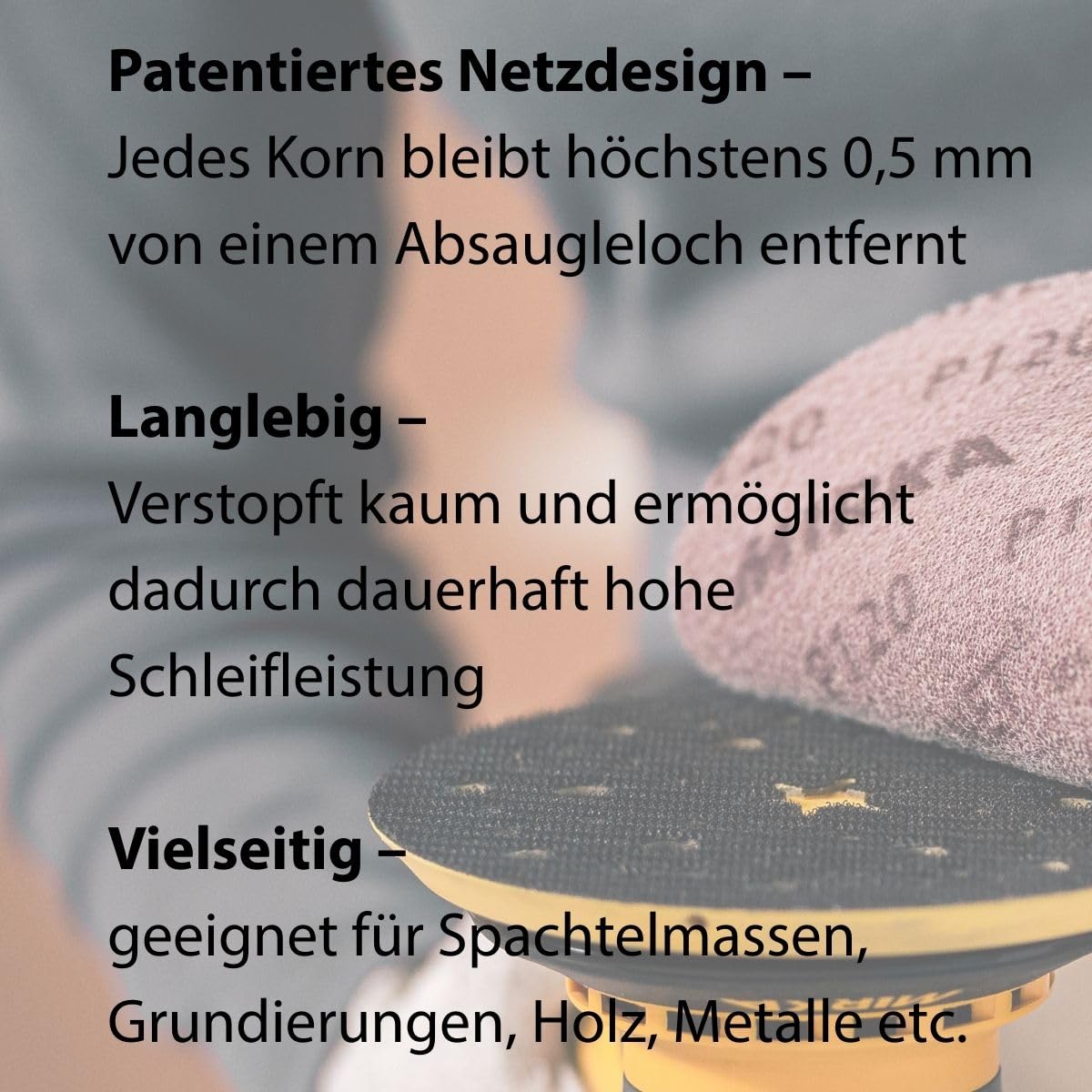Mirka Abranet Netz-Schleifscheiben Ø 150 mm Klett/Korn P80 / 50 Stk/zum Schleifen von Holz, Spachtel, Lack, Kunststoff / 5424105080