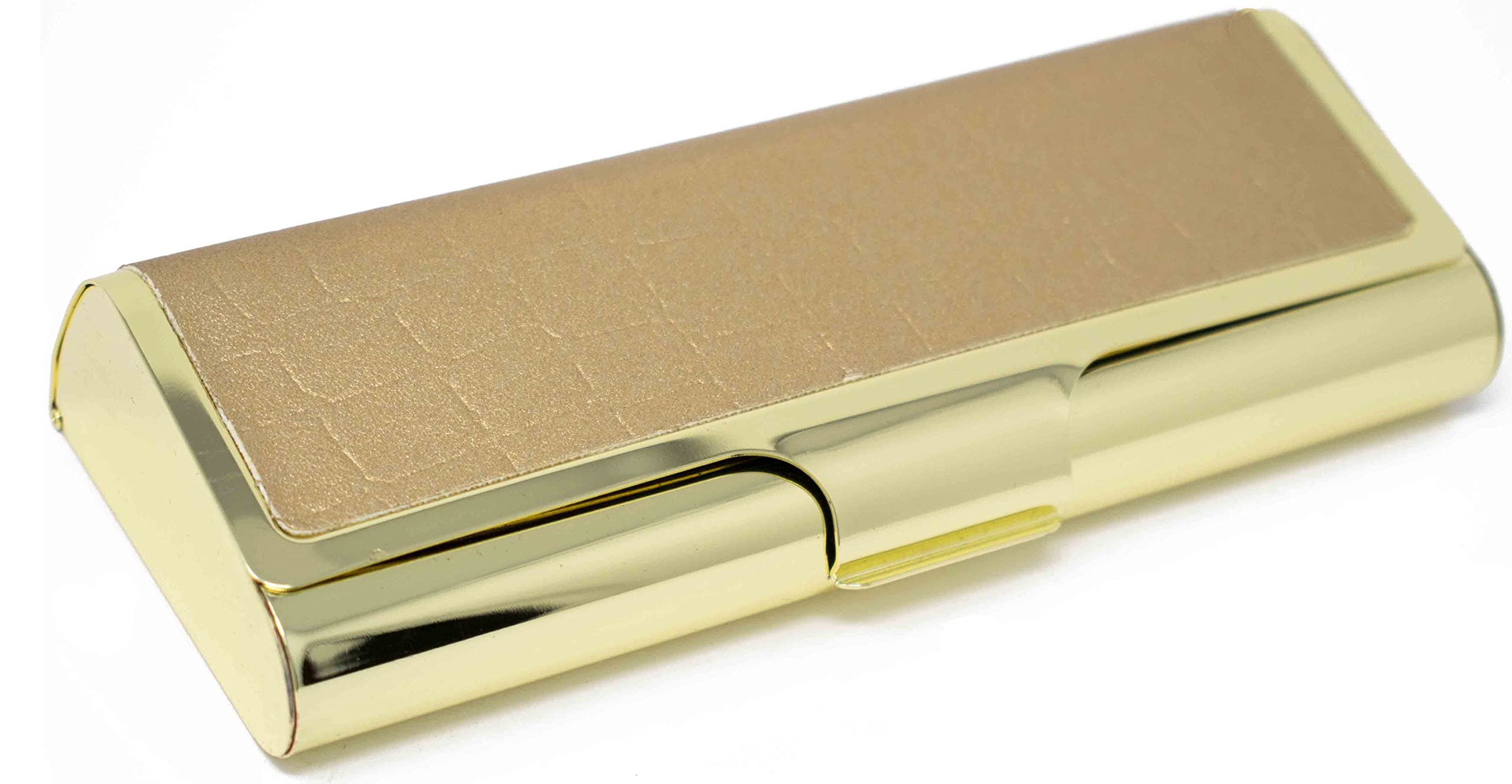 metallic hard shell protective case for eyeglasses with velvet liner (6” x 2.5” x 1”)