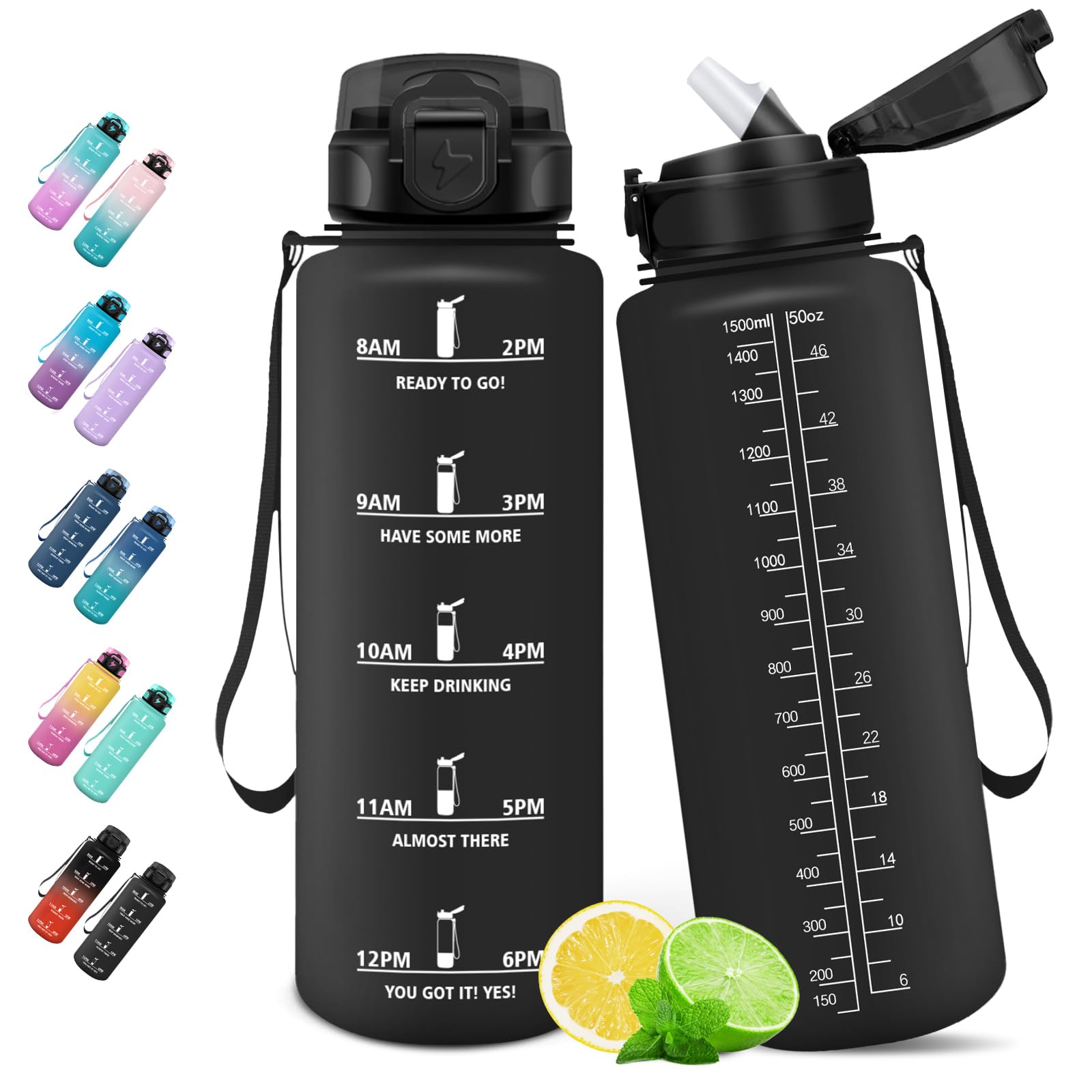 HoneyHolly Gourde, 1.5L Bouteille, Gourde Sport Avec Paille