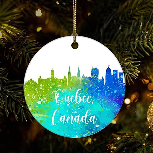 Two-Side Printed Canada-Quebec Ceramic Christmas Ornament Novelty for Family Friends Kids Cityscape Christmas Keepsake Pendants Two-Side Printed Canada-Quebec Ceramic Christmas Ornament Novelty for Family Friends Kids Cityscape Christmas Keepsake Pendants