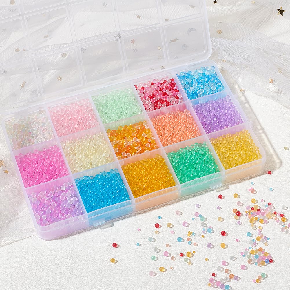 OLYCRAFT 342 Pièces Puces De Verre 18 Couleurs Écrasé Glitter Perles Non Percées Pour Nail Art Artisanat Résine DIY