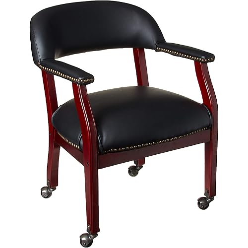 Boss Captain’s Chair In Black Vinyl W/ Casters