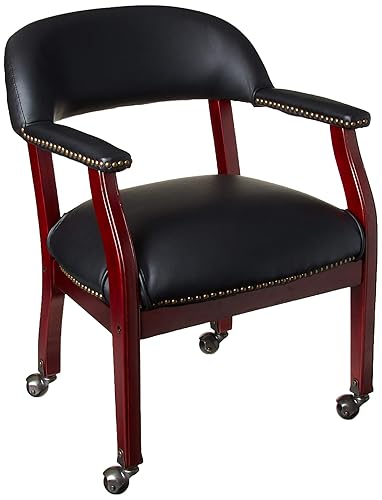 Boss Captain’s Chair In Black Vinyl W/ Casters