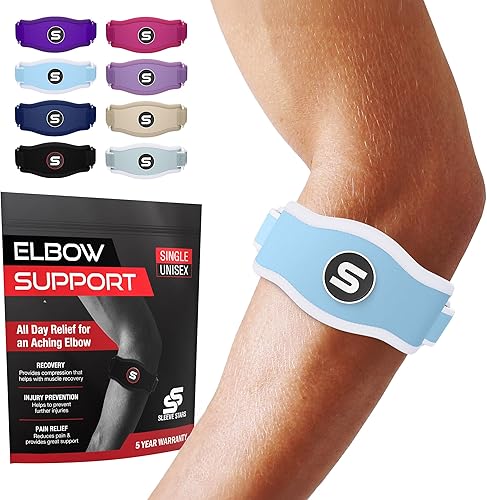 Miniatura 9 de Sleeve Stars Codera para hombres y mujeres para tendinitis y codo de tenista soporte de contrafuerte para alivio y soporte de antebrazo con 3