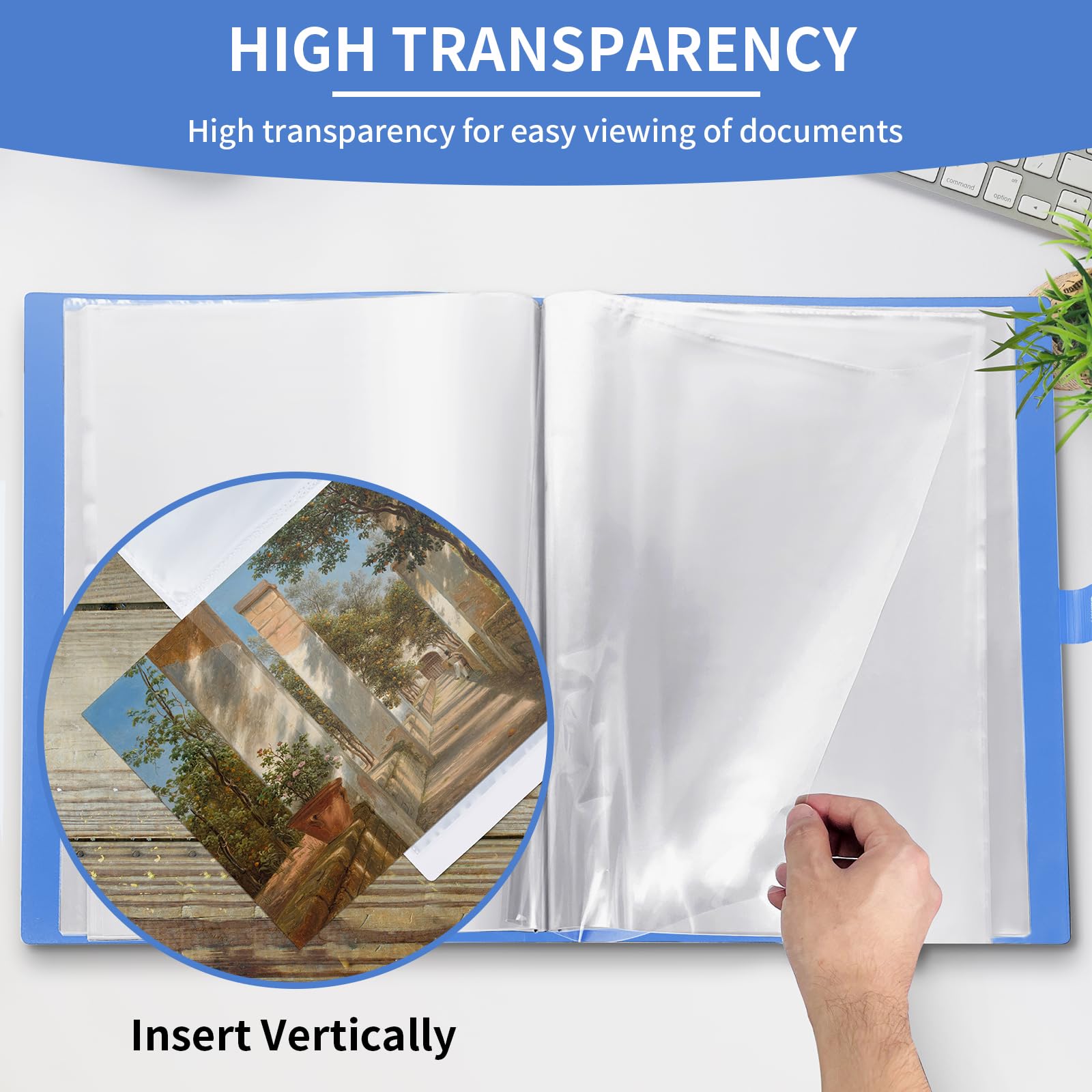 JJRING Carpeta de arte de 16 x 22 pulgadas para pintura de diamantes, carpeta de 40 bolsillos con fundas de plástico transparente, libro de exhibición con asa para obras de arte y almacenamiento de