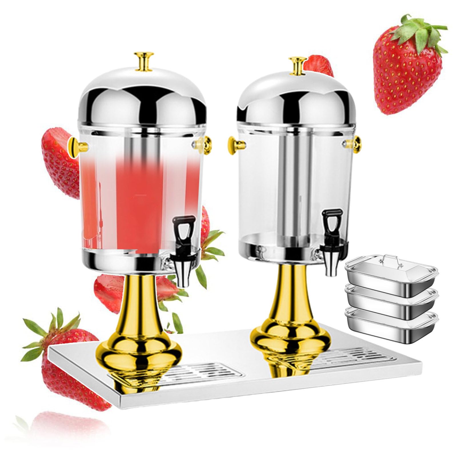 Dispensador Comercial De Bebidas Frías Y Calientes, Dispensador Doble De Autoservicio Con Grifo Y Bandejas Antigoteo De Acero Inoxidable Para Catering Tipo Buffet, Camping Al Aire Libre, Fiestas, Col