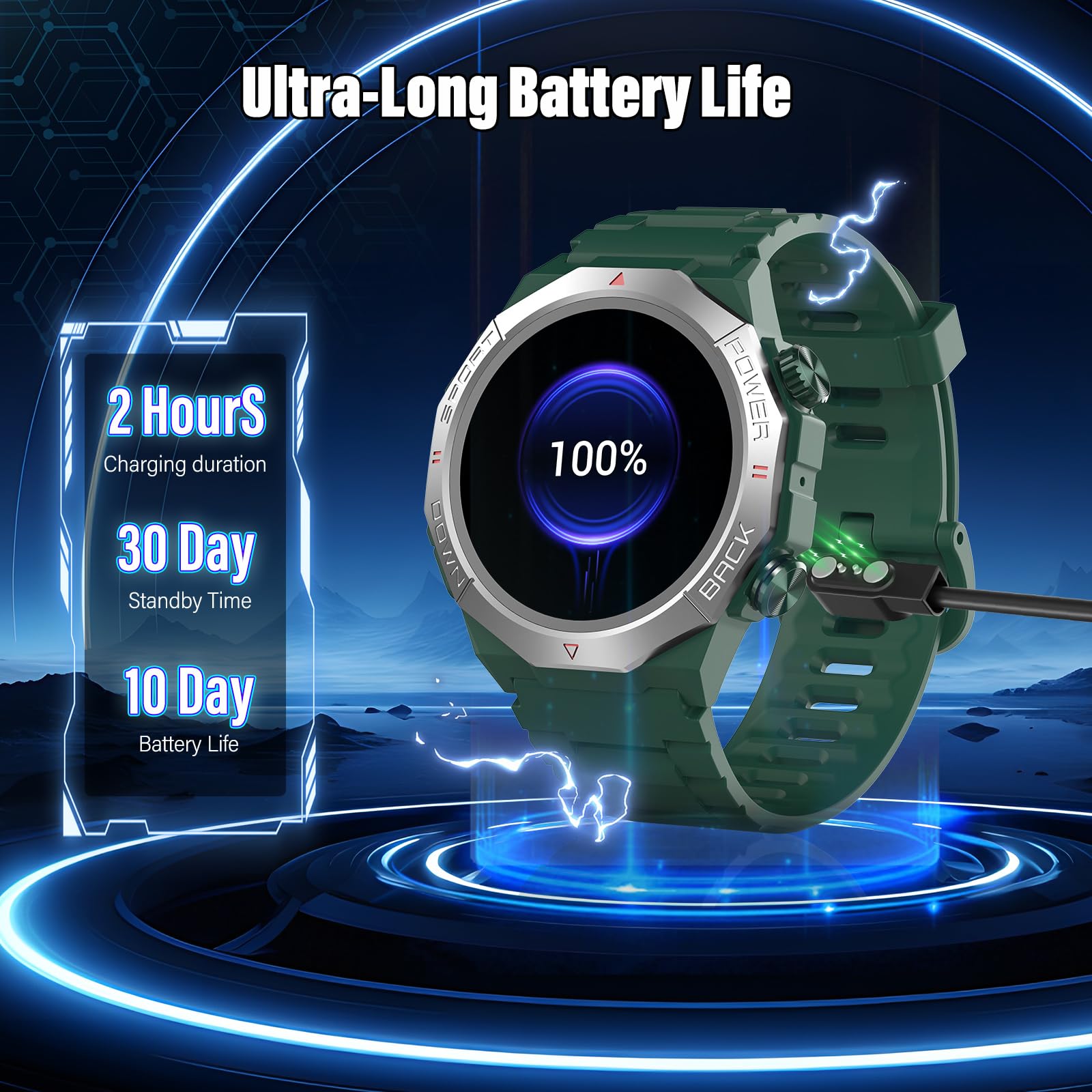 Atheewon Reloj Inteligente Hombre Mujer con Llamadas, Actividad IP68 Impermeable para Android iOS, Verde(2026)