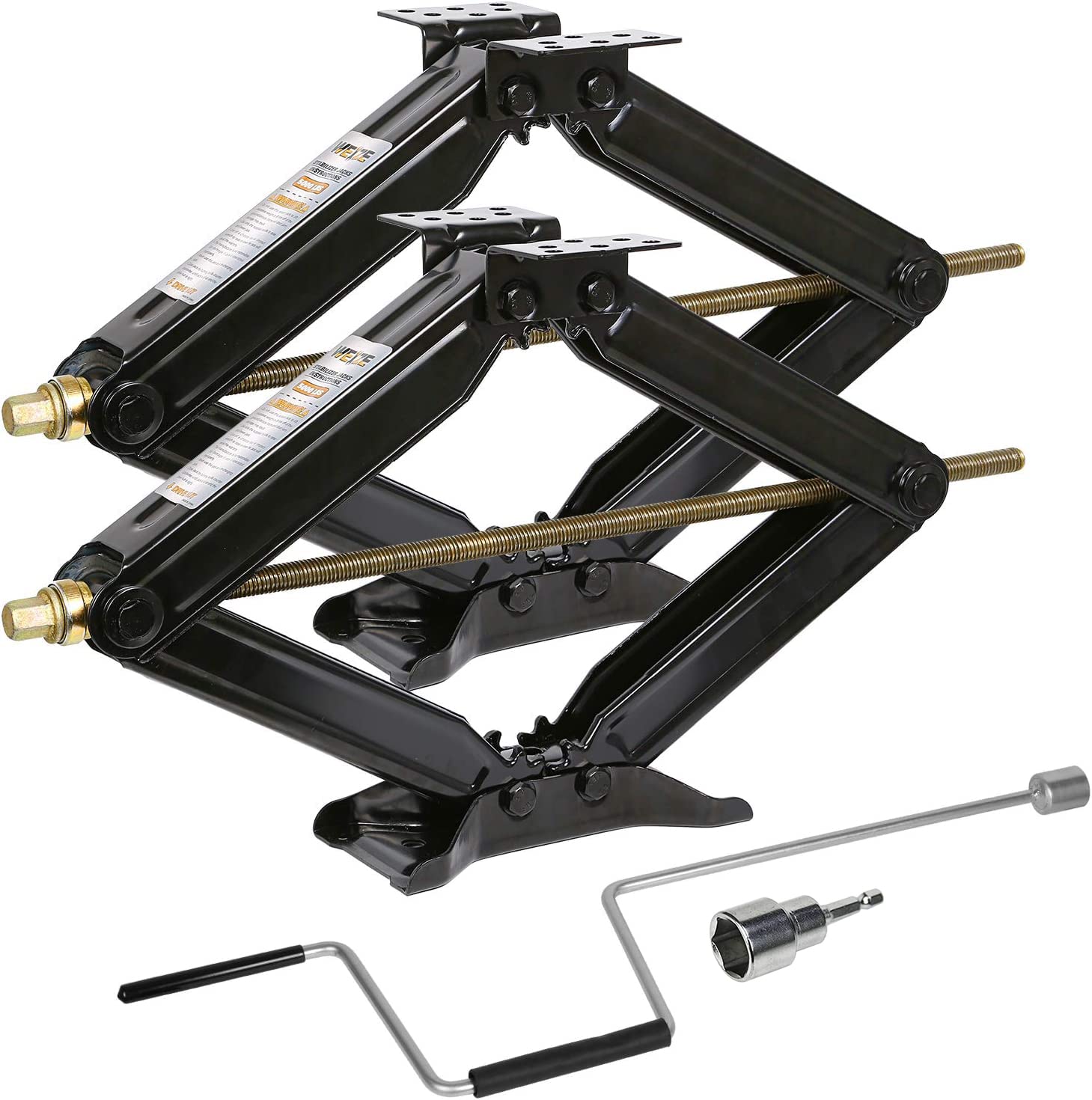 Photo 1 of Weize Camper RV Trailer Stabilizer Leveling Scissor Jacks With Handle -24"- 5000lbs - Set Of 2