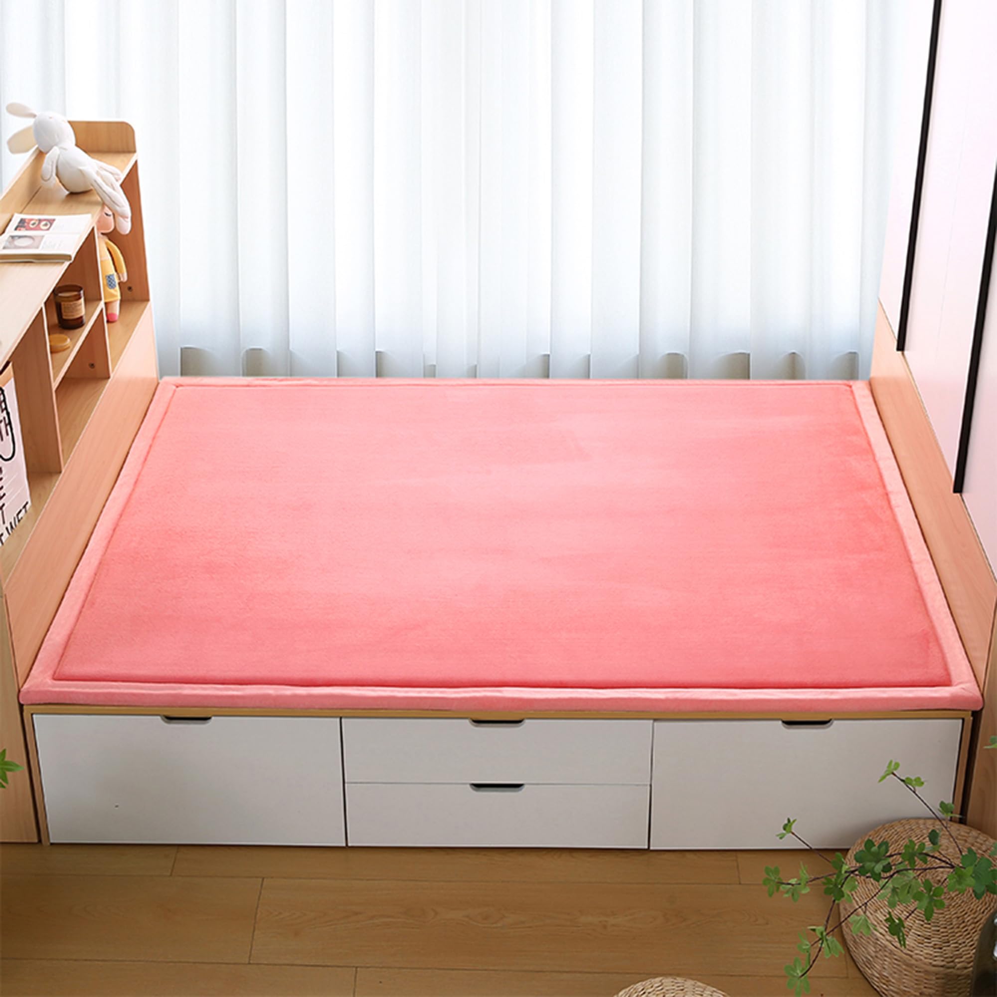 Tapis tatami lavable rose 200x240 cm pour chambre bébé et enfant avec envers antidérapant