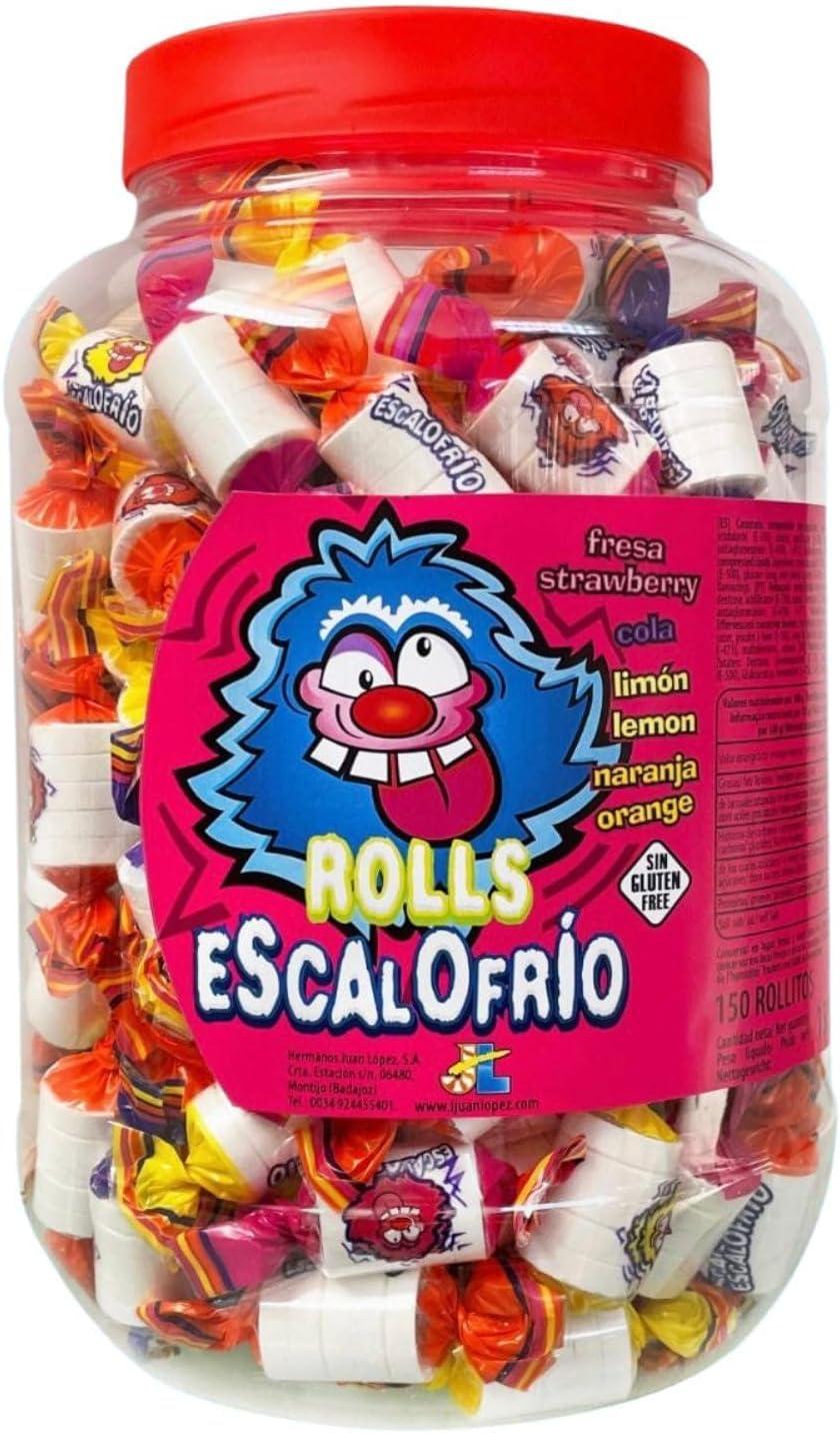 iChuches | Escalofríos Rollo Caramelo Envuelto – Tarro Reutilizable 150 Unidades | Golosinas Intensidad Extra