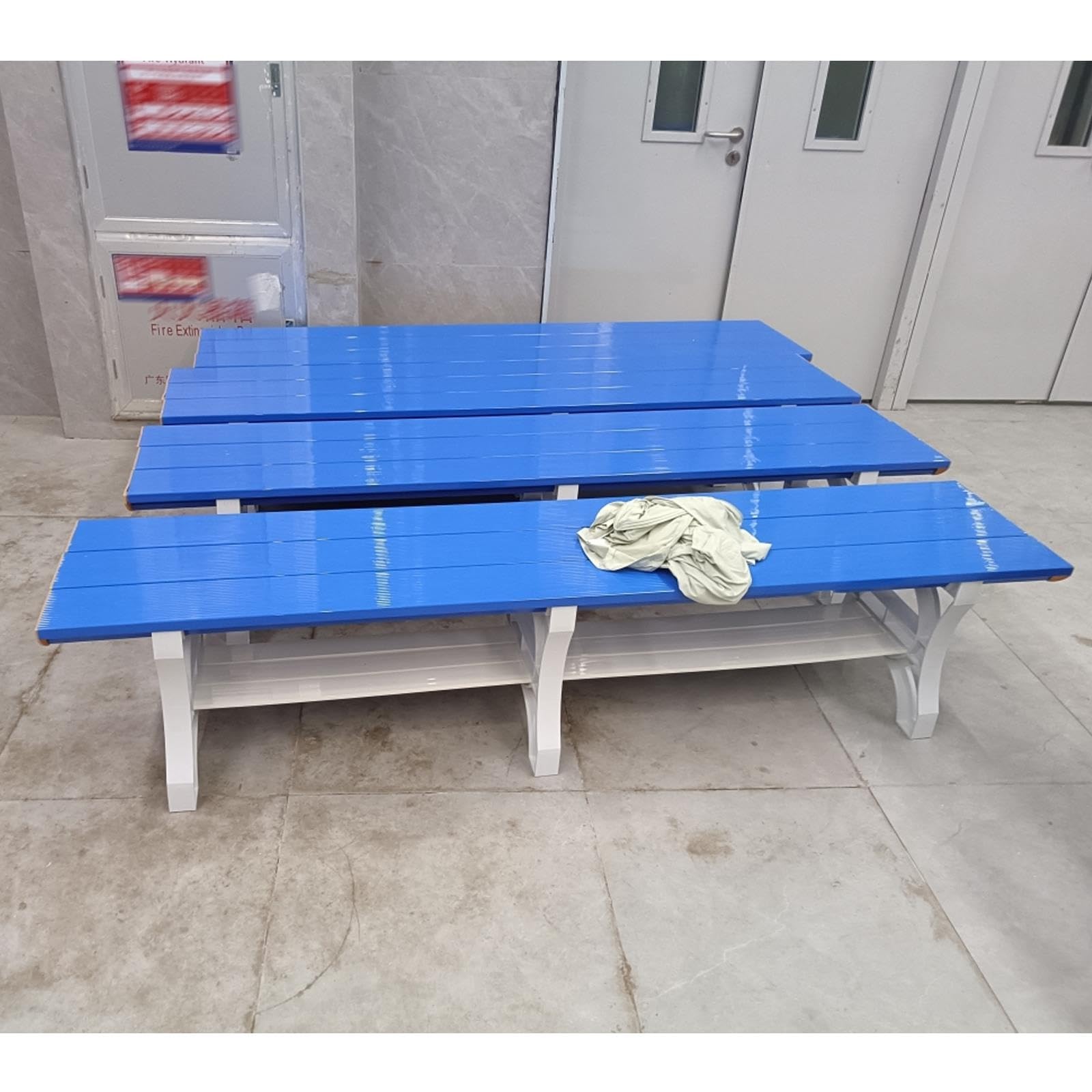 Banc Vestiaire Plastique ABS pour 2-3 Personnes avec Lattes Antidérapantes