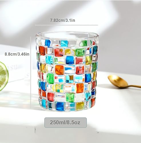 Miniatura 6 de KNC Vasos de whisky pintados a mano, 10 onzas, románticos confeti arcoíris de colores, idea de regalo para ella, bar en casa, bodas (tejido (9.4