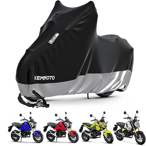 KEMIMOTO Funda de motocicleta compatible con Grom MSX125 impermeable pequeña negra cubierta protectora para mini motocicleta cubierta de lluvia