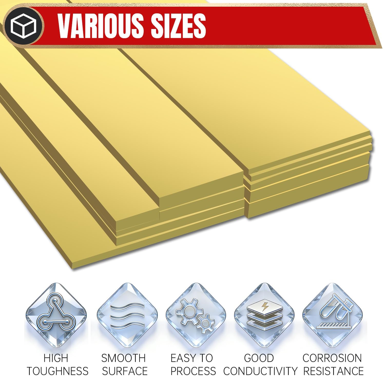 Profilato piatto in ottone Sunkoo 3mm 50mm x 200mm per modellismo fai-da-te