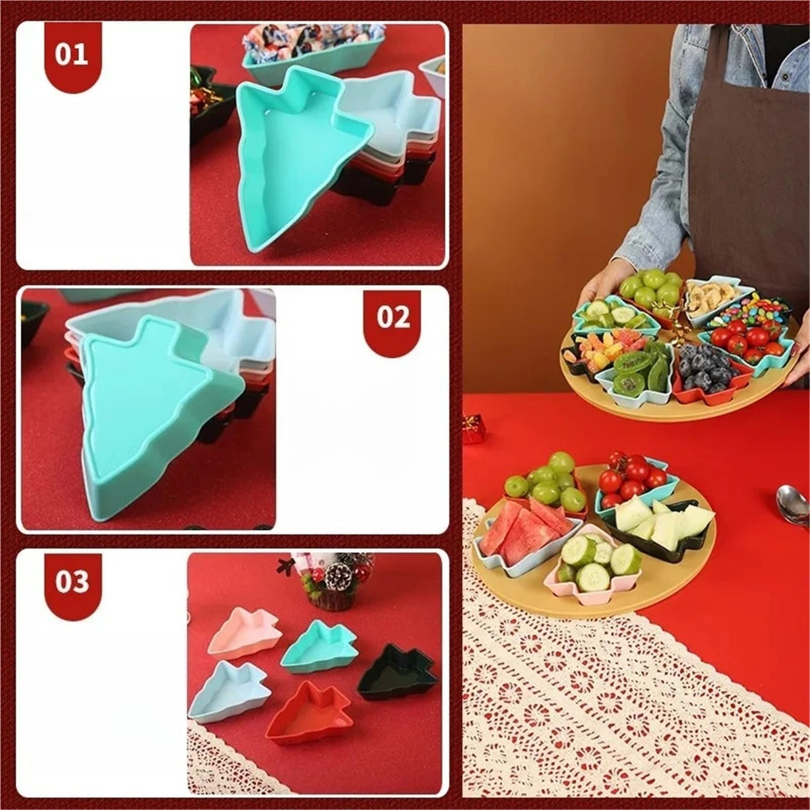 Plato de fruta árbol, plato dividido, seca for el hogar para Almacenar Nueces