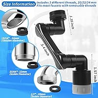 Vista 2 de Extensor de grifo giratorio de 1080° con 2 funciones, extensión de fregadero giratoria resistente, brazo robótico giratorio universal, extensión