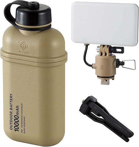 ELECOM NESTOUT - Cargador portátil y lámpara, banco de energía de batería para exteriores de 10000 mAh, PD de carga rápida USB-C de 20 W, batería y