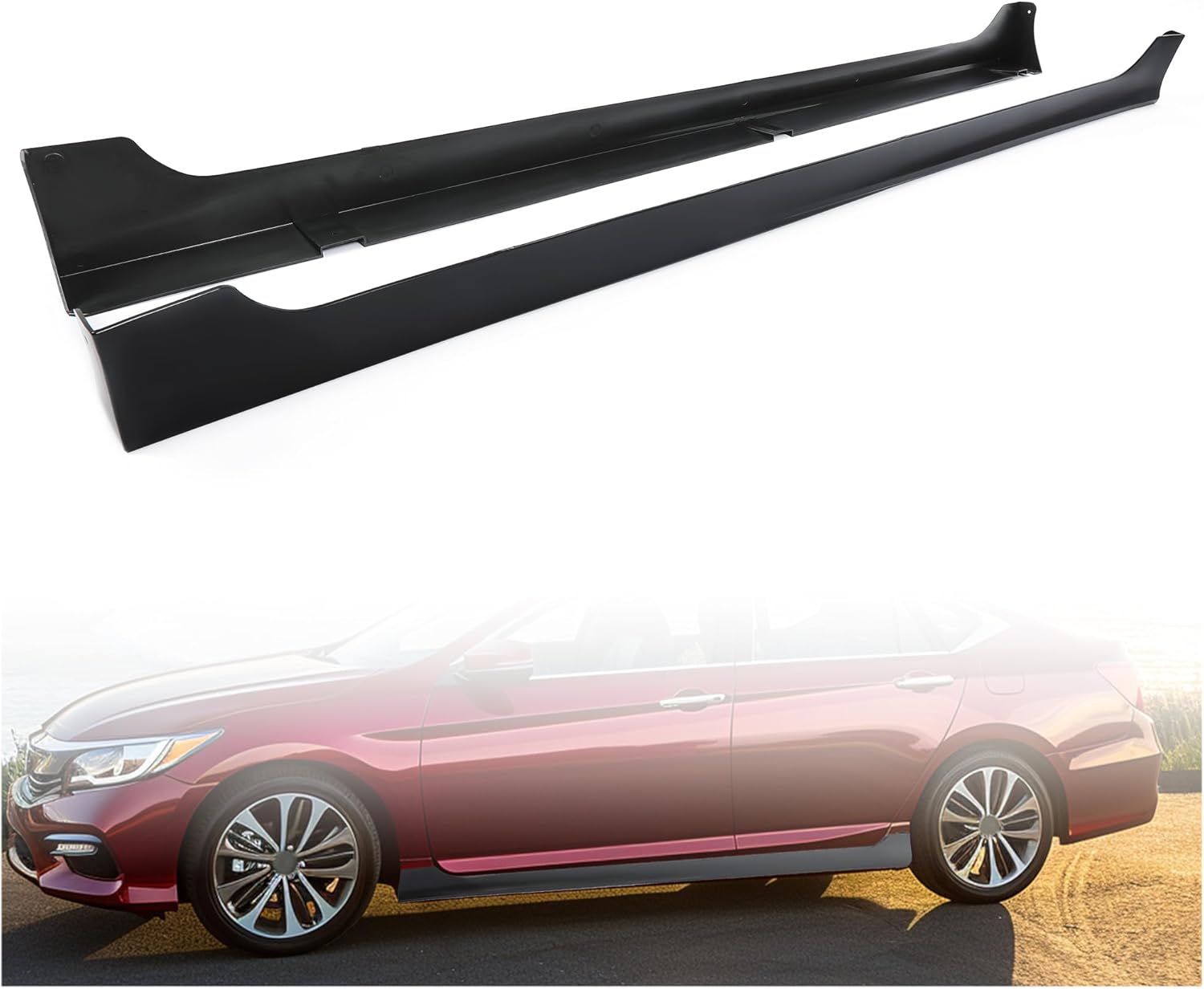 HECASA Side Skirts Rocker Panels Guard Compatible with 2013-2017 Honda Accord 4 Door Sedan Spoiler Extension Replacement Splitter Body Kit Pair Black