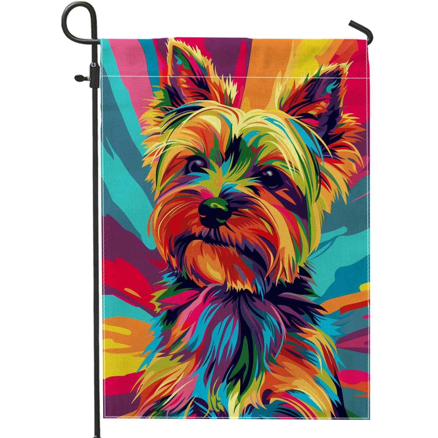 Vibrant Yorkshire Terrier Garden Flag, Multicolor Pet Home Decor Flag, Double Sided Display, Seasonal Outdoor Lawn Decoration 12x18 Inch