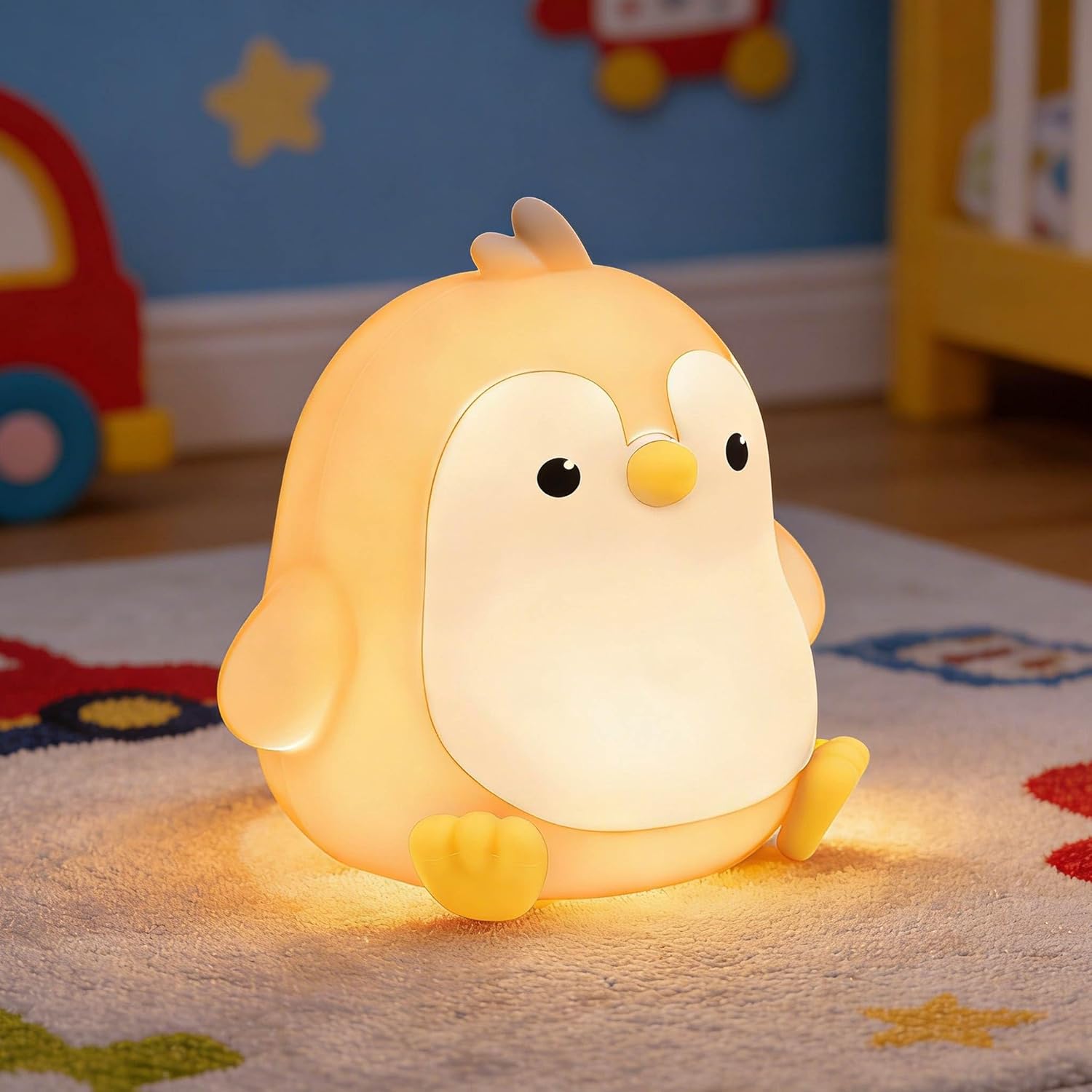 Penguin Night Light Squishy Silicone Nursery Breastfeeding Nightlight with Timer 3-Level Warm White RGB Color Modes Cute Penguin Lamp Rechargeable Touch Bedside Desk Animal Lamp for Bedroom Dorm Decor