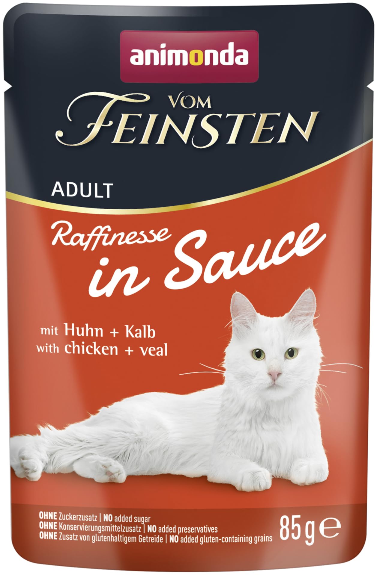 animonda Vom Feinsten Adult Rffinesse karma dla kotów w sosie, opakowanie mieszane (12 x 85 g), mokra karma z tauryną i witaminą D3, bez dodatku cukru, soi i zbóż