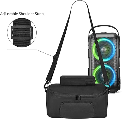Miniatura 4 de Funda de transporte para W-King T9-2 80W altavoz Bluetooth inalámbrico para fiesta, funda de viaje, bolsa de hombro para W-King T9-2, bolsillos de