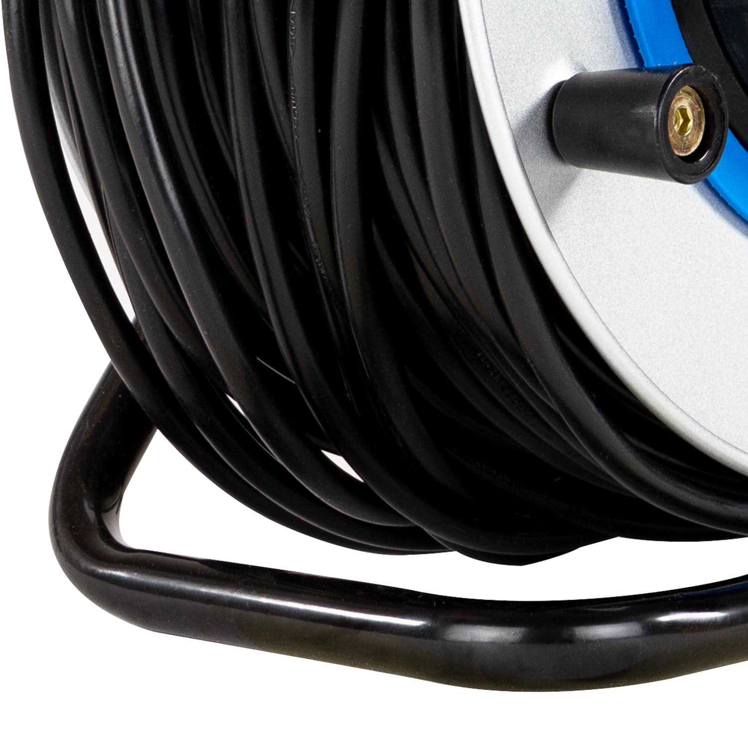 REV Enrouleur de câble EX, 50 m, H05VV, IP44, 3000 W, avec Contact abrasif, extérieur, 4 Prises de Contact de Protection, Bleu
